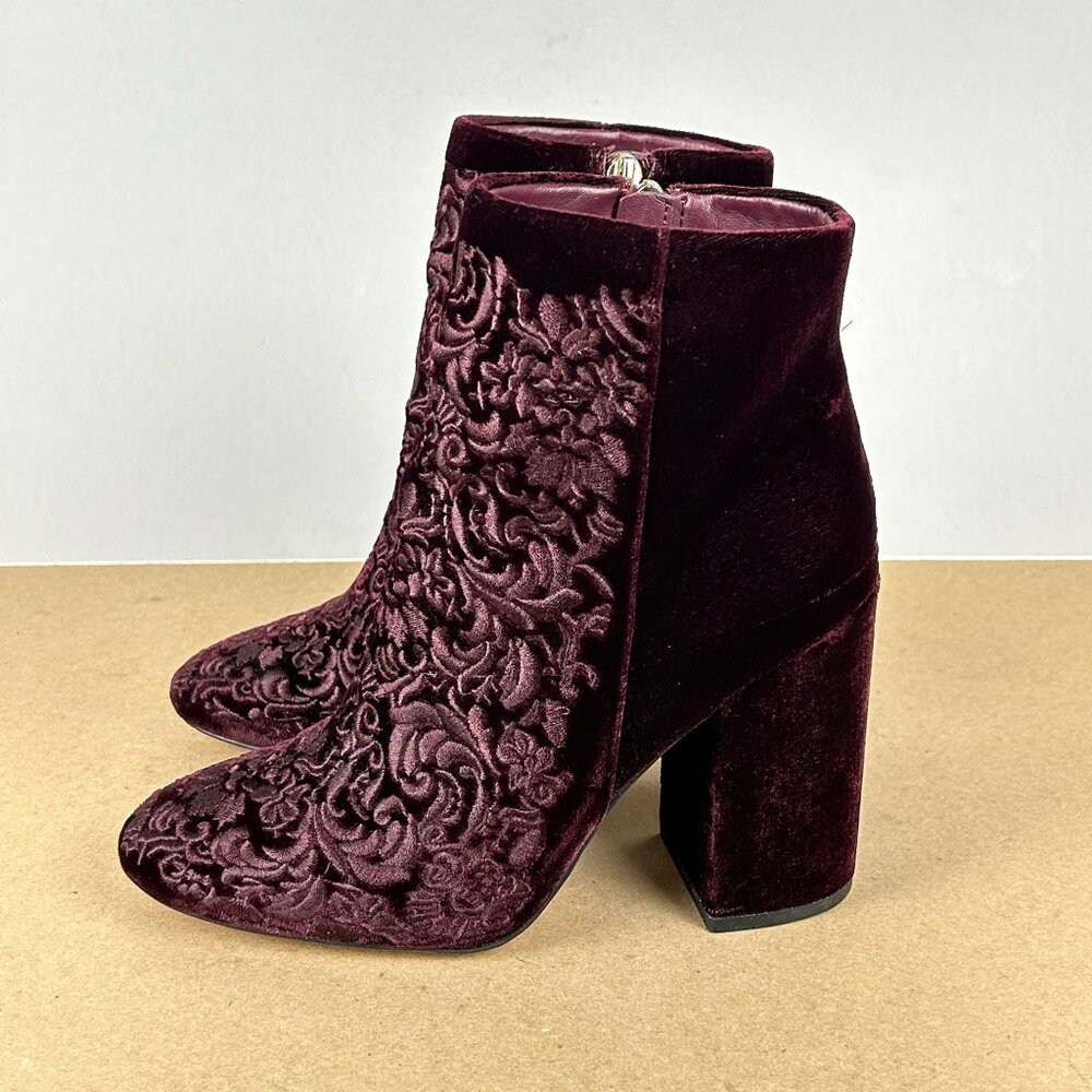 Jessica Simpson Burgundy Velvet Ankle Boots